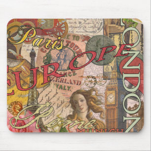 Mousepad European Viagem Impressão Art London Roma Paris