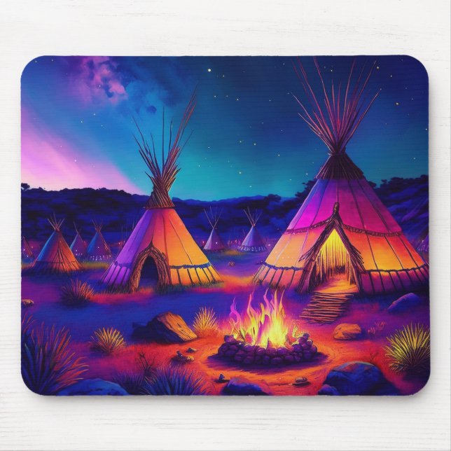 Mousepad Evening Fire At The Indian Village (Frente)