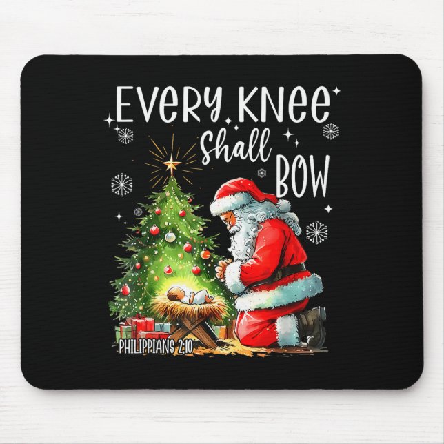 Mousepad Every Knee Shall Bow, Kneeling Santa Baby Jesus Ch (Frente)