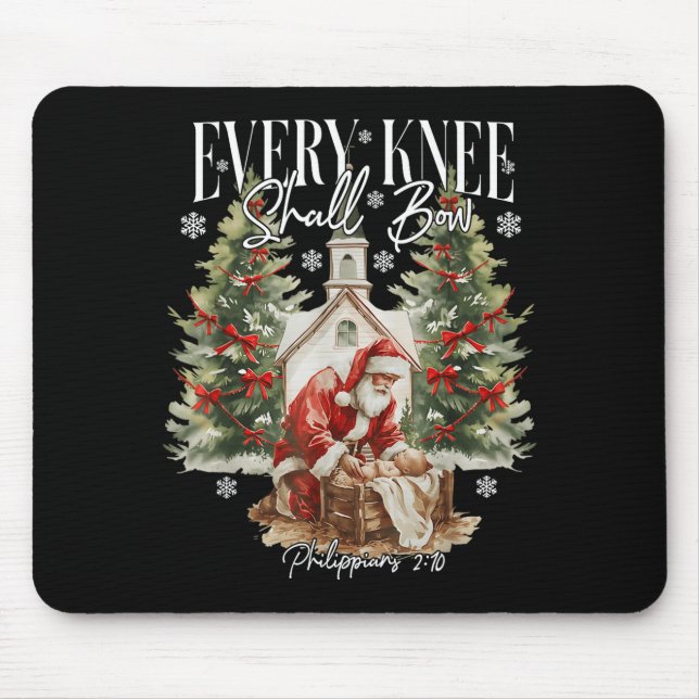 Mousepad Every Knee Shall Bow Santa Christmas Nativity Scen (Frente)
