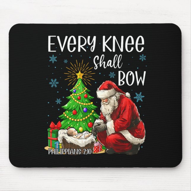 Mousepad Every Knee Shall Bow Santa Christmas Nativity Scen (Frente)