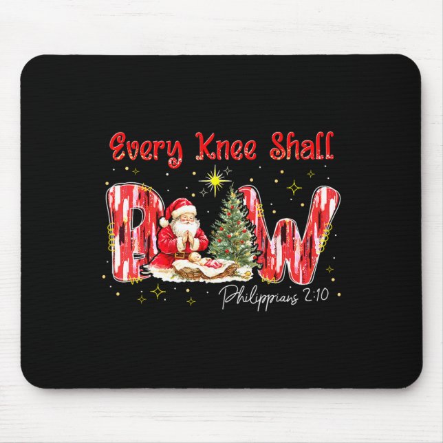 Mousepad Every Knee Shall Bow Santa Christmas Nativity Scen (Frente)