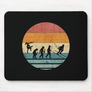 Mousepad Evolução Retro Vintage Do Jogador De Esqui Silhuet