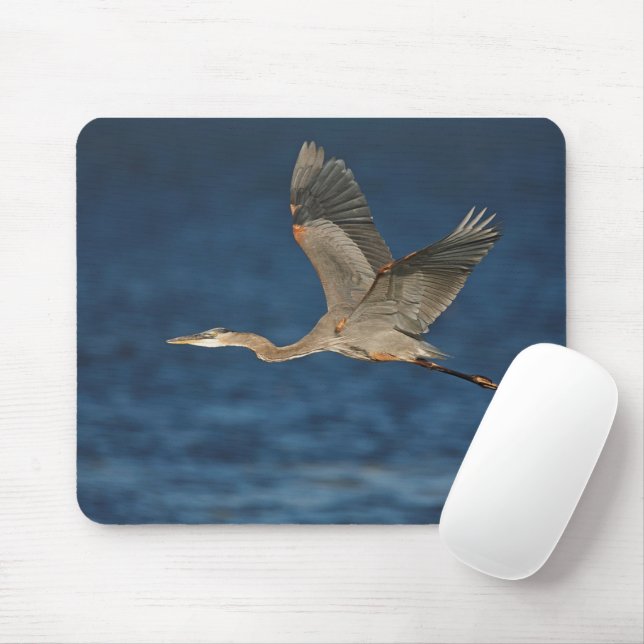 Mousepad Excelente Azul Heron no Pad do Rato de Voo (Com mouse)