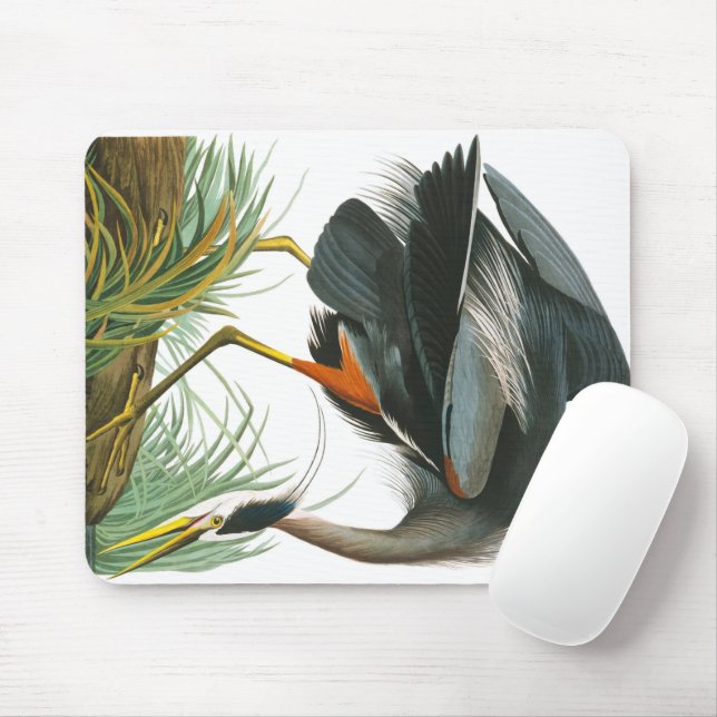 Mousepad Excelente Blue Heron por John James Audubon (Com mouse)