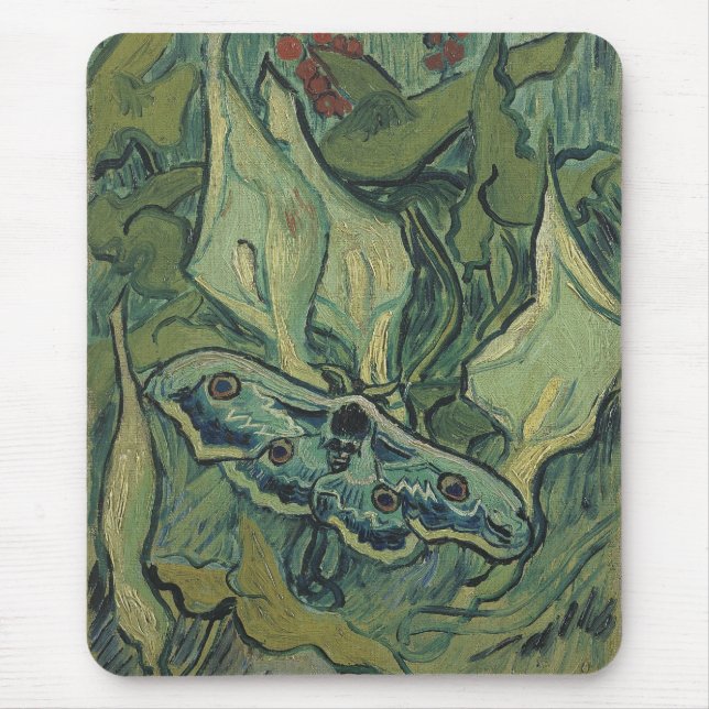 Mousepad Excelente Peacock Moth por Vincent van Gogh (Frente)