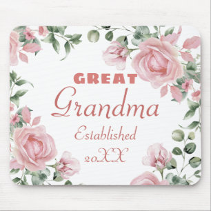Mousepad Excelente Vovó Ano Estabelecido Rosas Rosa Persona