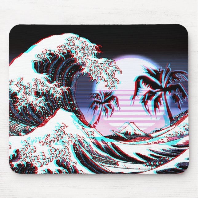 Mousepad Excelente Wave do Kanagawa Vaporwave Retro (Frente)