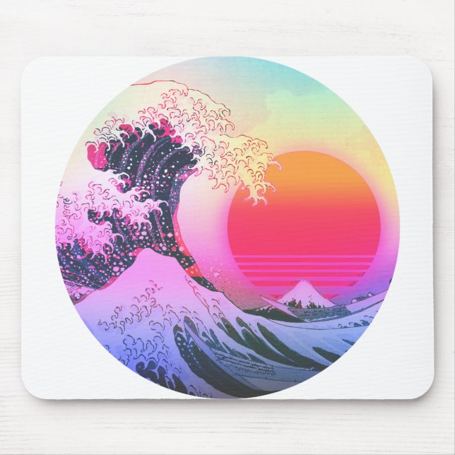 Mousepad Excelente Wave Kanagawa Vaporwave Aestética (Frente)