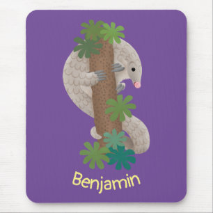 Mousepad Exemplo de tamanduá de pangolim feliz e bonito