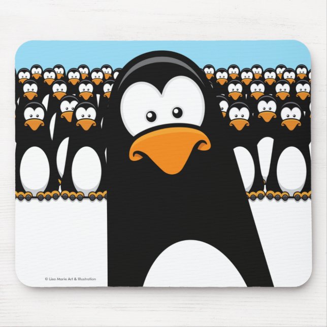 Mousepad Exército engraçado do pinguim dos desenhos (Frente)