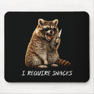 Mousepad Exigem lanches guaxinim engraçado meme animal home