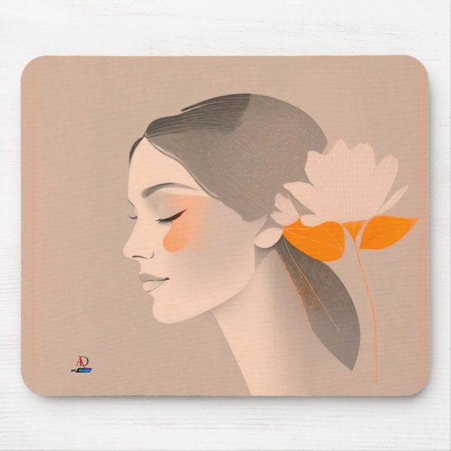 Mousepad Exotische Schönheit - Farbiges Bleistift Portrait (Frente)
