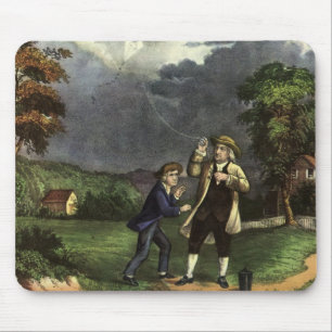 Mousepad Experiência de Benjamin Franklin com Pipa e Relâmp