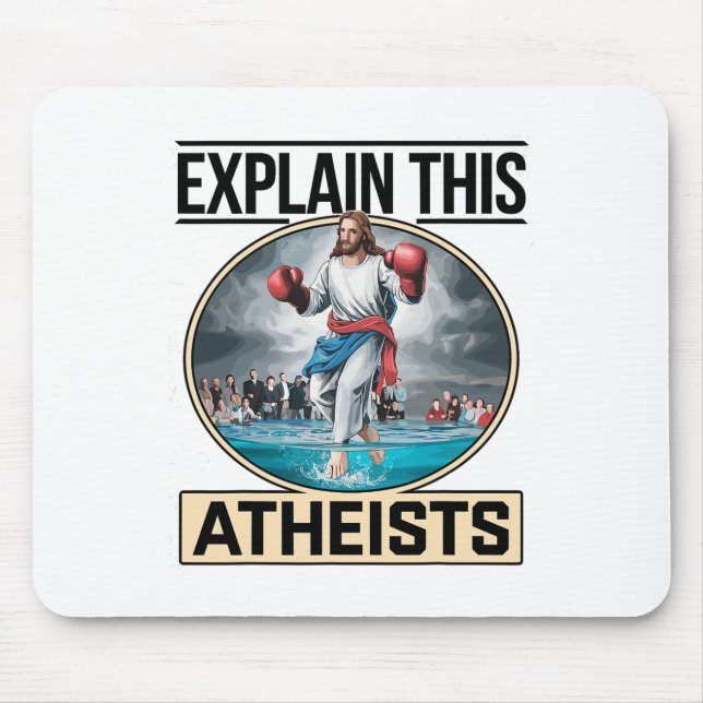 Mousepad Explique Isto Ateus Luvas de Boxe de Jesus Engraça (Frente)