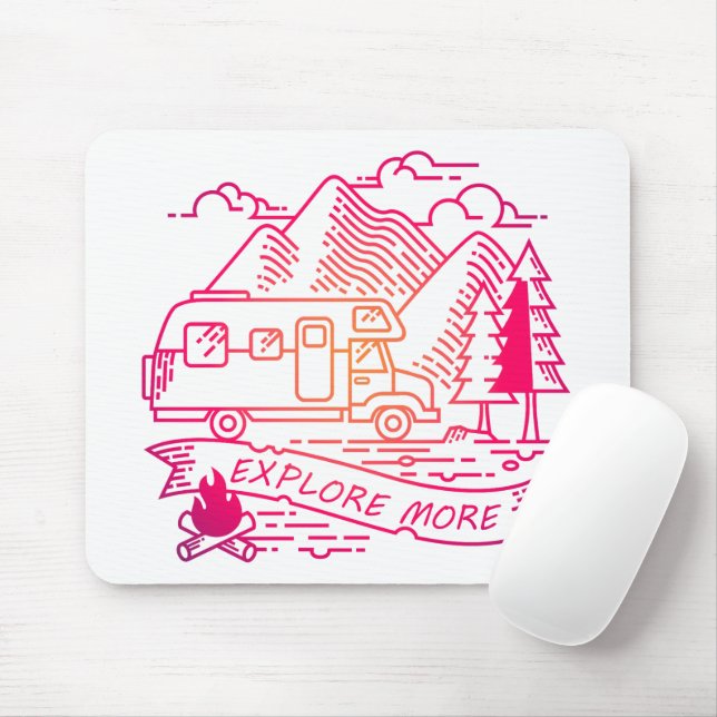 Mousepad Explore Mais Camper Rosa Van Mountain Lover (Com mouse)