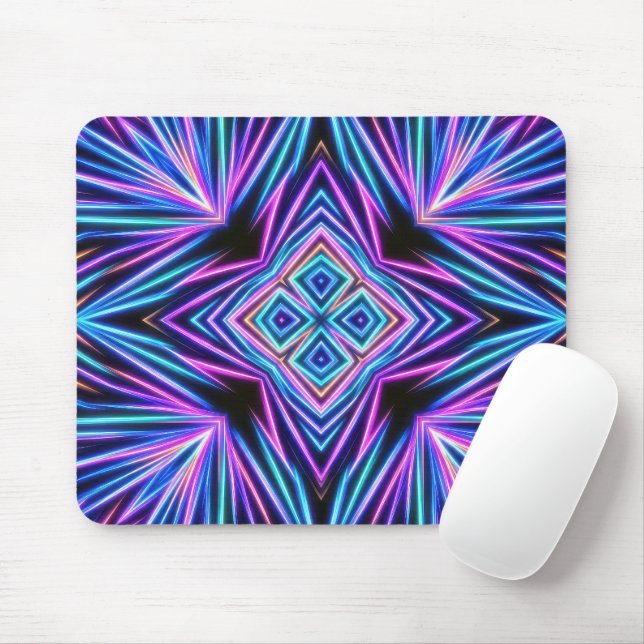 Mousepad Explosão Abstrata de Neon Psicodélico (Com mouse)
