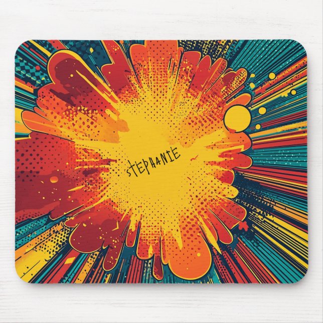Mousepad Explosão de Arte Pop em Estilo de Quadrinhos (Frente)