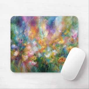 Mousepad Explosão floral cósmica abstrata em cores pastéis