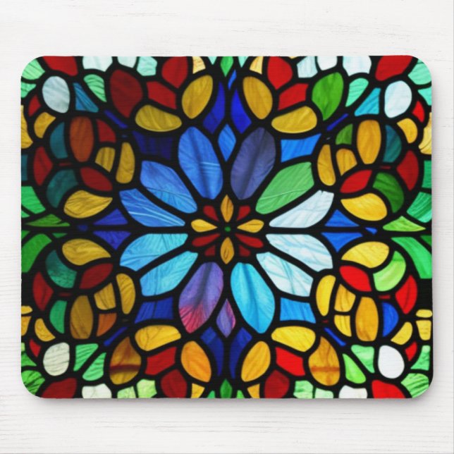 Mousepad Exquisite Elegância de Vidro Estido Floral (Frente)