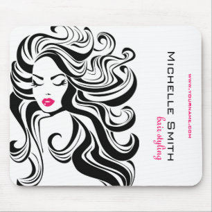 Mousepad Extensões de Cabelo de Estilo de Cabelo Branco Bra