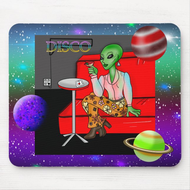 Mousepad Extraterrestre Retro dos Anos 70 na Discoteca (Frente)