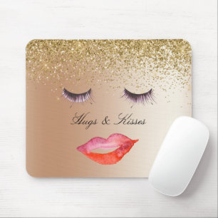 Mousepad Eyelashes e Lábios Dourados Ombre da Glitter