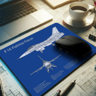 Mousepad F-16 Falcão de Combate - Plano de Impressão Bluepr
