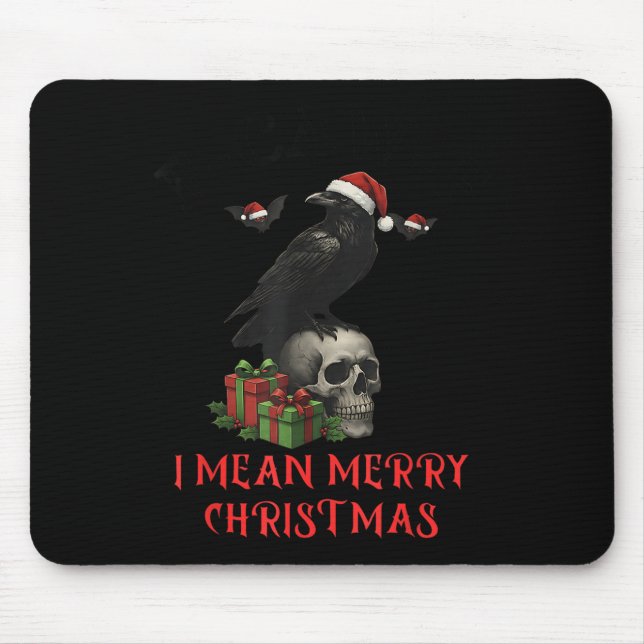 Mousepad F-caw-f Christmas Crow Funny Goth Christmas Skull  (Frente)