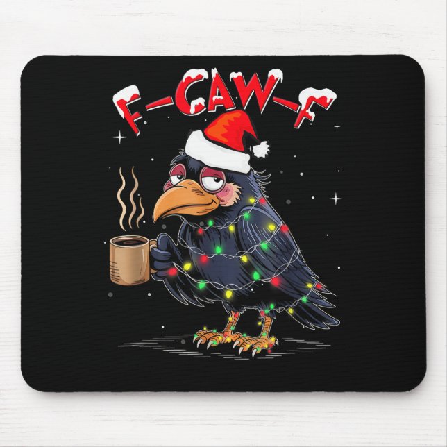 Mousepad F-caw-f Christmas Crow Xmas Goth Lights Santa Hat  (Frente)