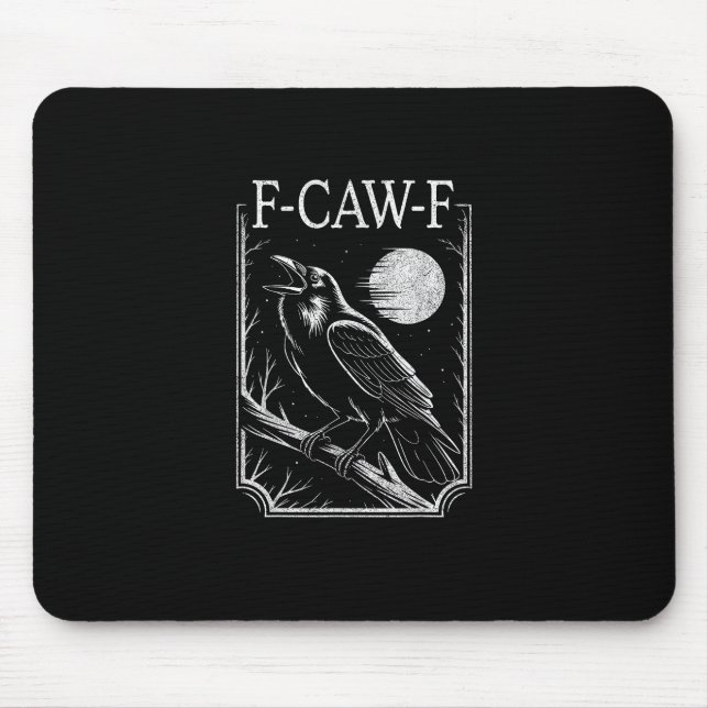 Mousepad F-Caw-F Corvo Minimal – Pássaro Gótico Retrô Diver (Frente)