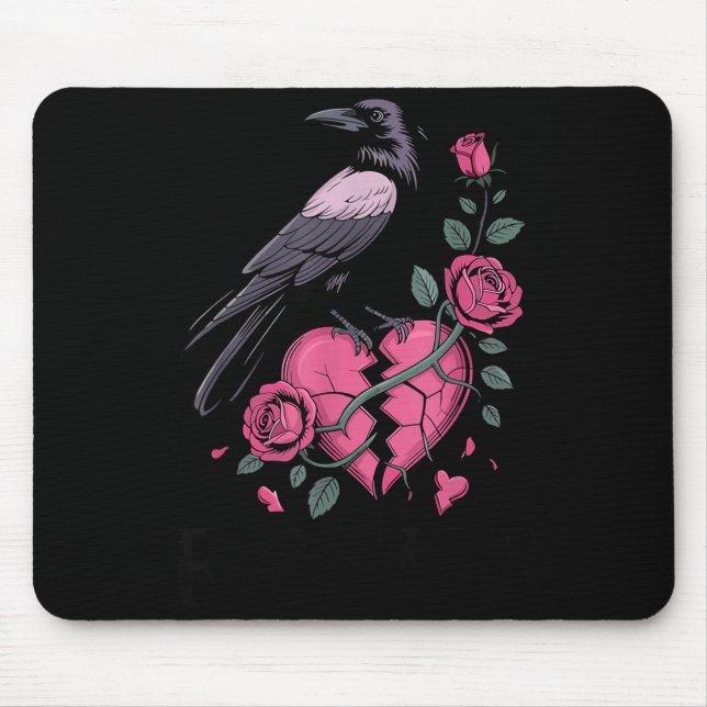 Mousepad F Caw F Crow Anti Valentine's Day Dark Gothic Brok (Frente)