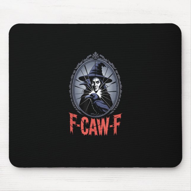 Mousepad F-Caw-F Crow Funny Gothic Moon Bird Halloween Crea (Frente)