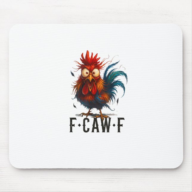 Mousepad F-Caw-F Frango Galo Meme Divertido (Frente)
