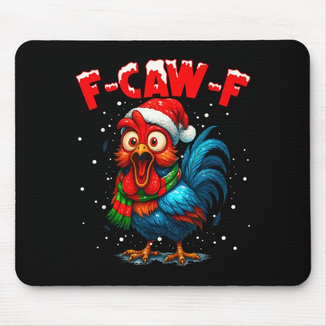 Mousepad F-caw-f Funny Chicken Humor Rooster Meme Christmas (Frente)