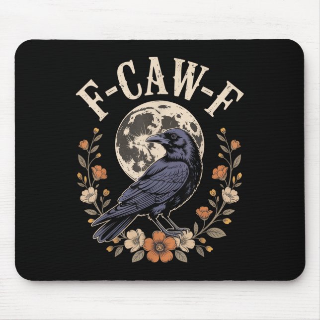 Mousepad F-caw-f Funny Crows Night Bird Alavanca Halloween  (Frente)
