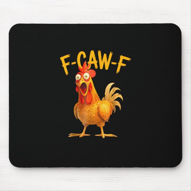 Mousepad F-Caw-F Pun Funny Chicken Rooster Cawing Grunge (Frente)