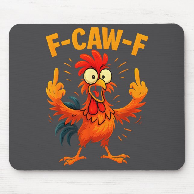 Mousepad F Caw F Rooster Funny Sarcastic Chicken Middle Fin (Frente)