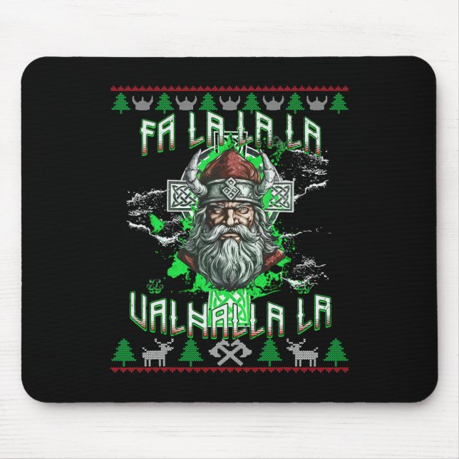 Mousepad Fa La 8 Valhalla Santa Hat Viking Skull Natal (Frente)