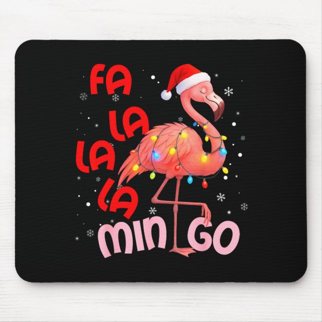 Mousepad Fa La La La Mingo Flamingo Christmas Men Women Kid (Frente)
