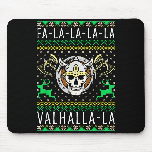 Mousepad Fa-la-la-la Valhalla-la Viking God Ugly Christmas  (Frente)