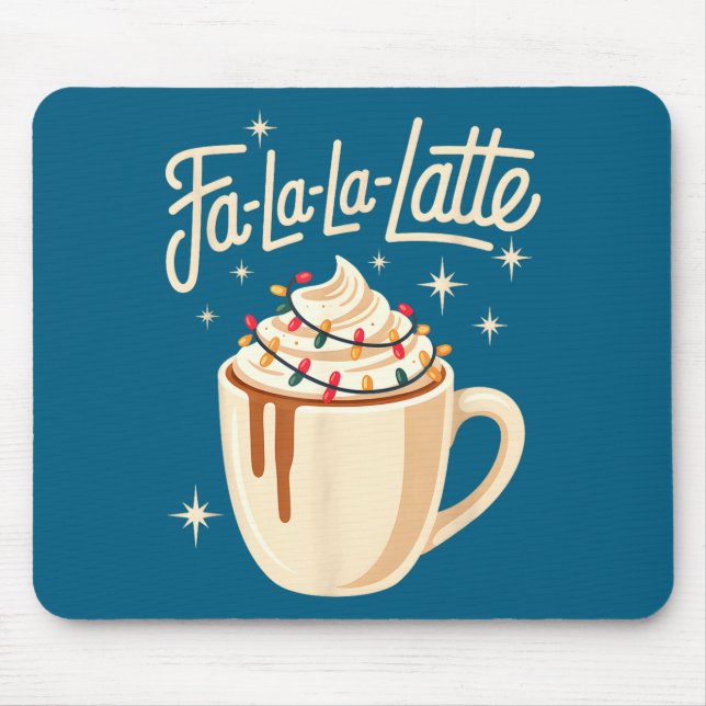 Mousepad Fa La La Latte Humorous Pun Funny Retro Coffee Chr (Frente)