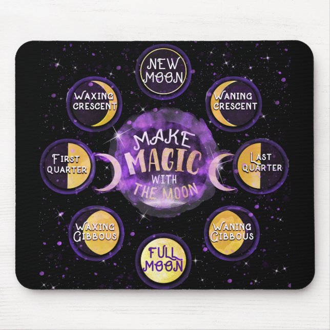 Mousepad Faça Magia Com Os Ciclos Lunares Fases Da Lua (Frente)