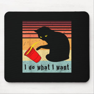 Mousepad Faça O Que Eu Quero Vintage Gato Preto Xícara Verm