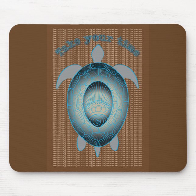 Mousepad Faça sua citação motivadora da tartaruga do tempo (Frente)