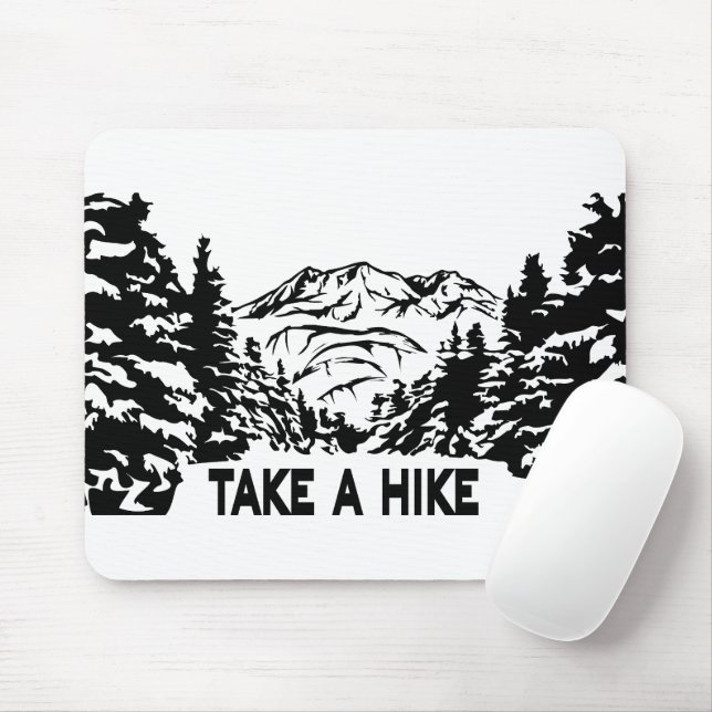 Mousepad Faça uma citação de Hike, paisagem monocromática d (Com mouse)
