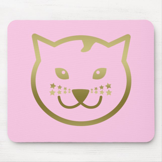 Mousepad Face de Gato Dourada e Falso - Cor de fundo person (Frente)