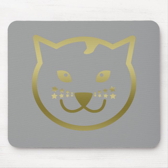 Mousepad Face de Gato Dourada e Falso - Cor de fundo person (Frente)