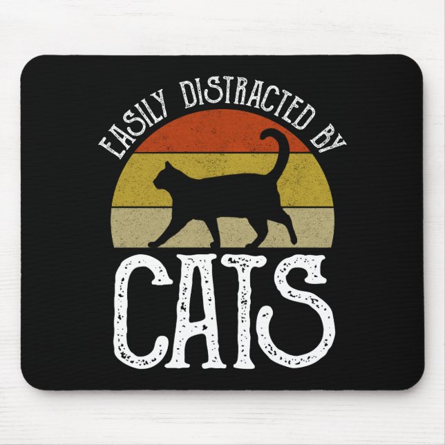 Mousepad Fácil Distração Por Gatos (Frente)