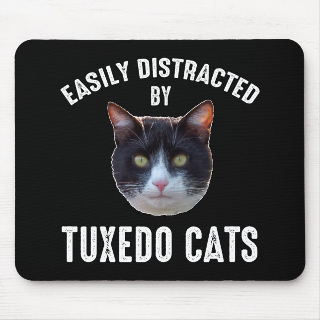 Mousepad Fácil Distração Por Gatos Tuxedo (Frente)